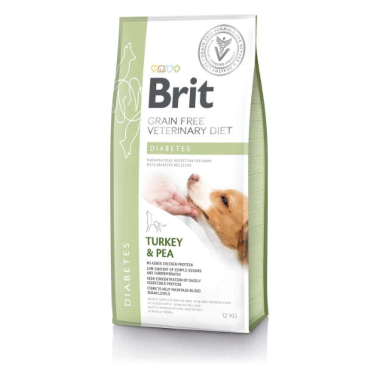 BRIT VD Diabetes, XS-XL, Curcan, dietă veterinară, hrană uscată fără cereale câini, diabet, 12kg - poza 2
