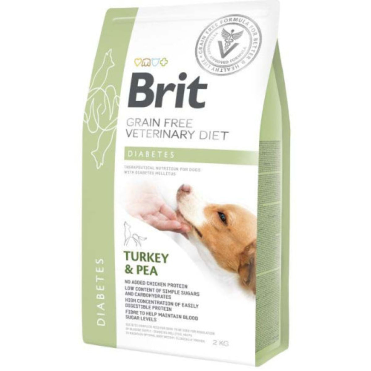 BRIT VD Diabetes, XS-XL, Curcan, dietă veterinară, hrană uscată fără cereale câini, diabet, 2kg - poza 2