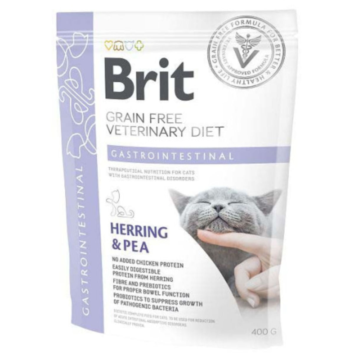 BRIT VD Gastrointestinal, Hering, dietă veterinară, hrană uscată fără cereale pisici, sistem digestiv, 400g - poza 2