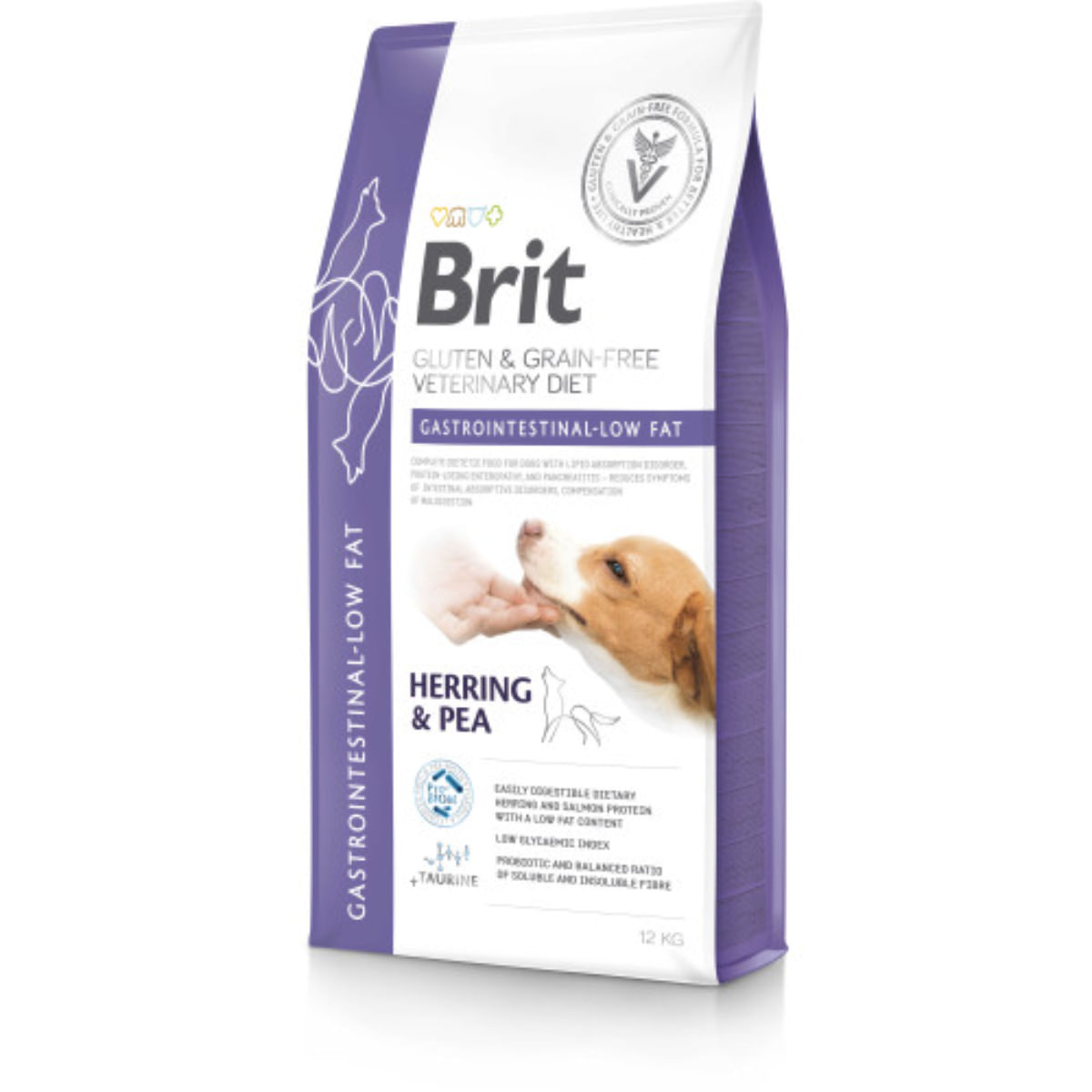 BRIT VD Gastrointestinal Low Fat, XS-XL, Hering, dietă veterinară, hrană uscată fără cereale câini, sistem digestiv, 12kg - poza 2