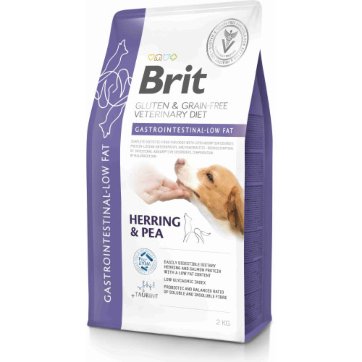 BRIT VD Gastrointestinal Low Fat, XS-XL, Hering, dietă veterinară, hrană uscată fără cereale câini, sistem digestiv, 2kg - poza 1