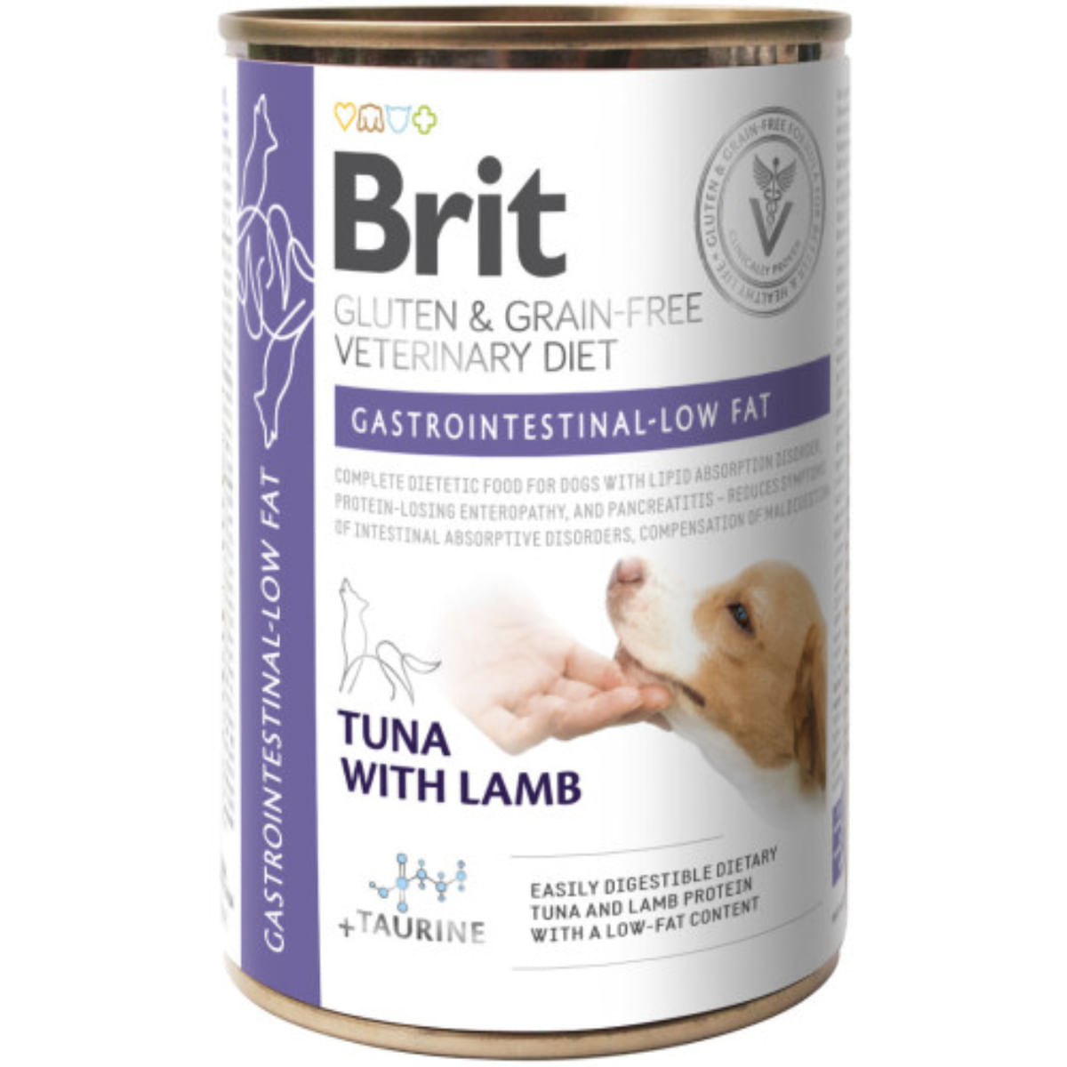 BRIT VD Gastrointestinal Low Fat, XS-XL, Ton și Miel, dietă veterinară, conservă hrană umedă fără cereale câini, sistem digestiv, (în aspic), 400g - poza 1
