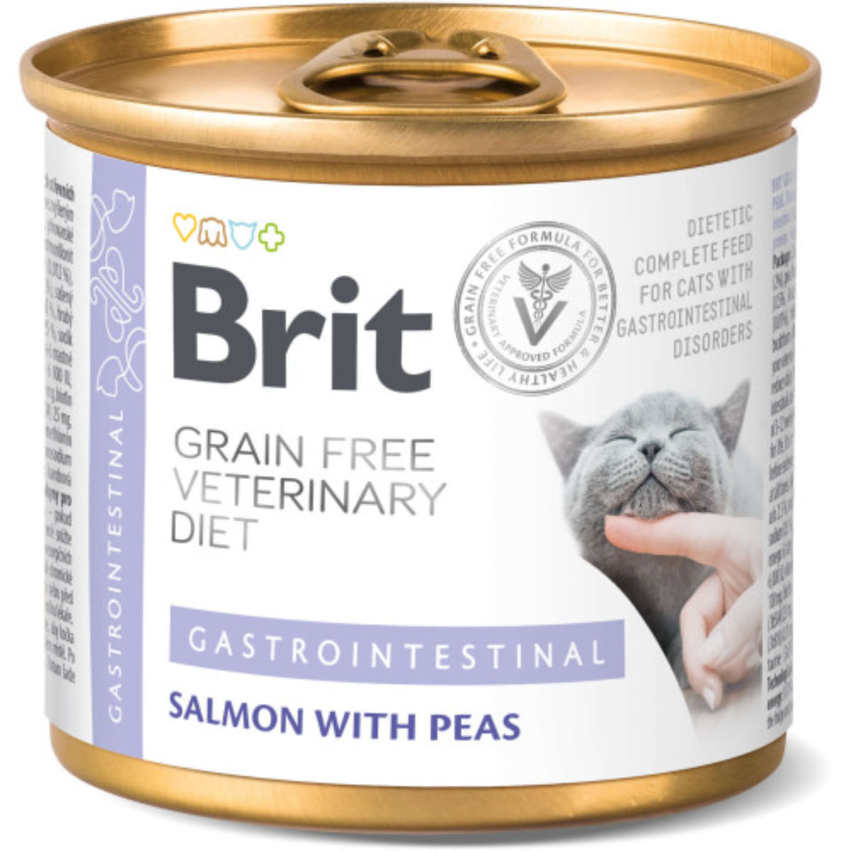 BRIT VD Gastrointestinal, Somon, dietă veterinară, conservă hrană umedă fără cereale pisici, sistem digestiv, (în aspic), 200g - poza 2