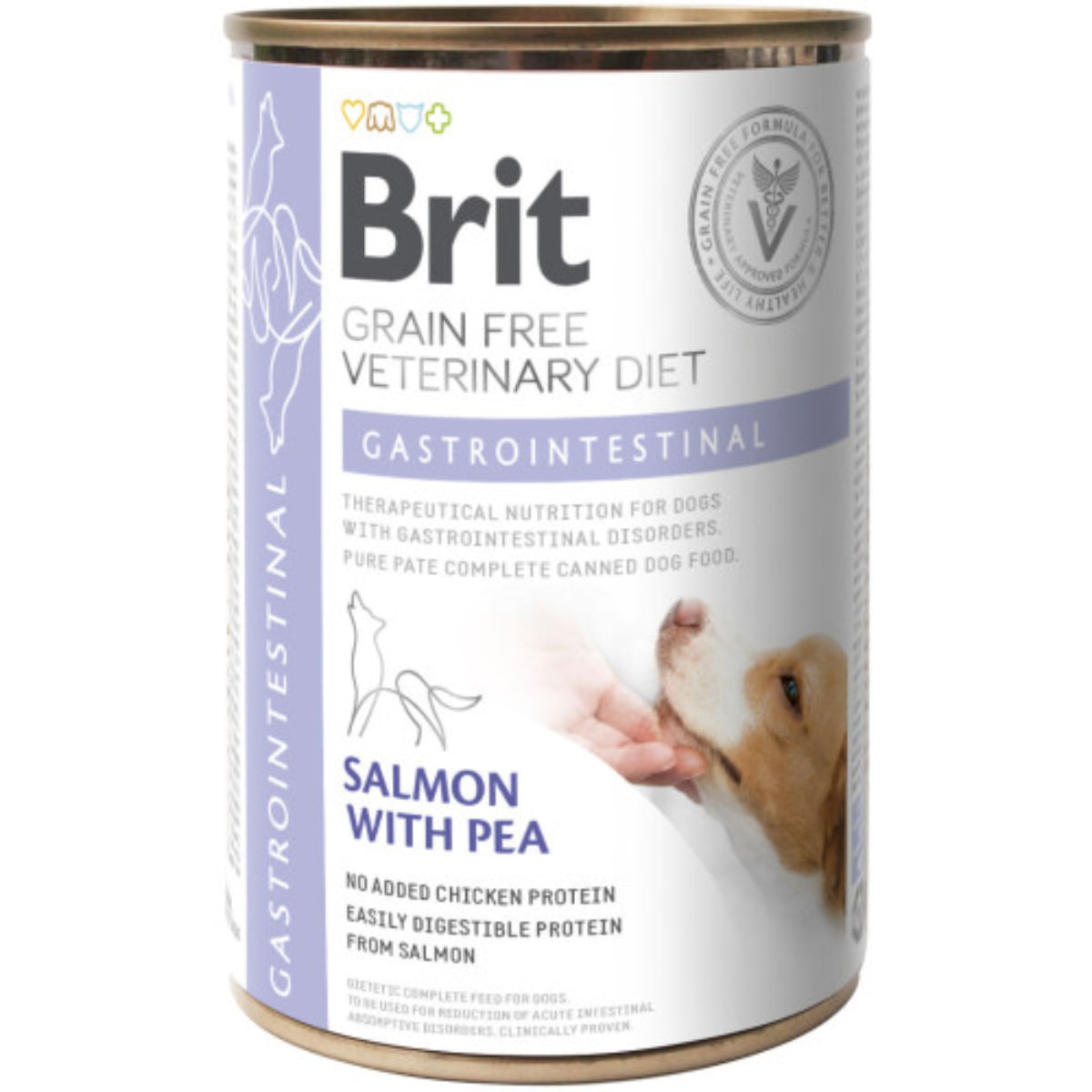 BRIT VD Gastrointestinal, XS-XL, Somon, dietă veterinară, conservă hrană umedă fără cereale câini, sistem digestiv, (în aspic), 400g - poza 2