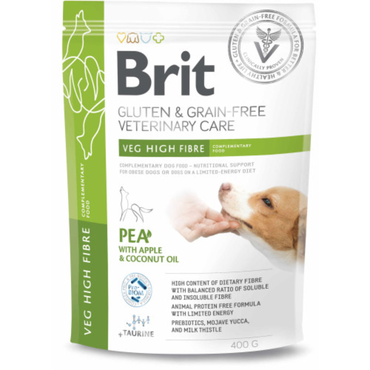 BRIT VD High Fibre, XS-XL, Mazăre și Mere, dietă veterinară, hrană uscată fără cereale câini, obezitate, 400g - poza 2
