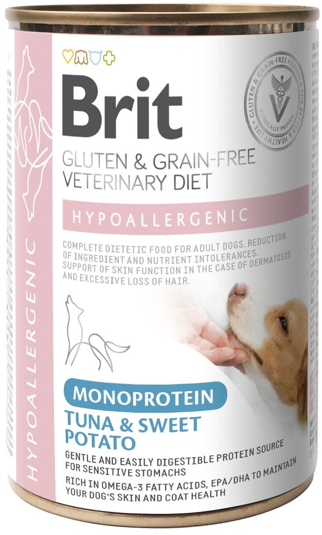 BRIT VD Hypoallergenic Conservă câini, reducerea intoleranţei la hrană, Ton 400g