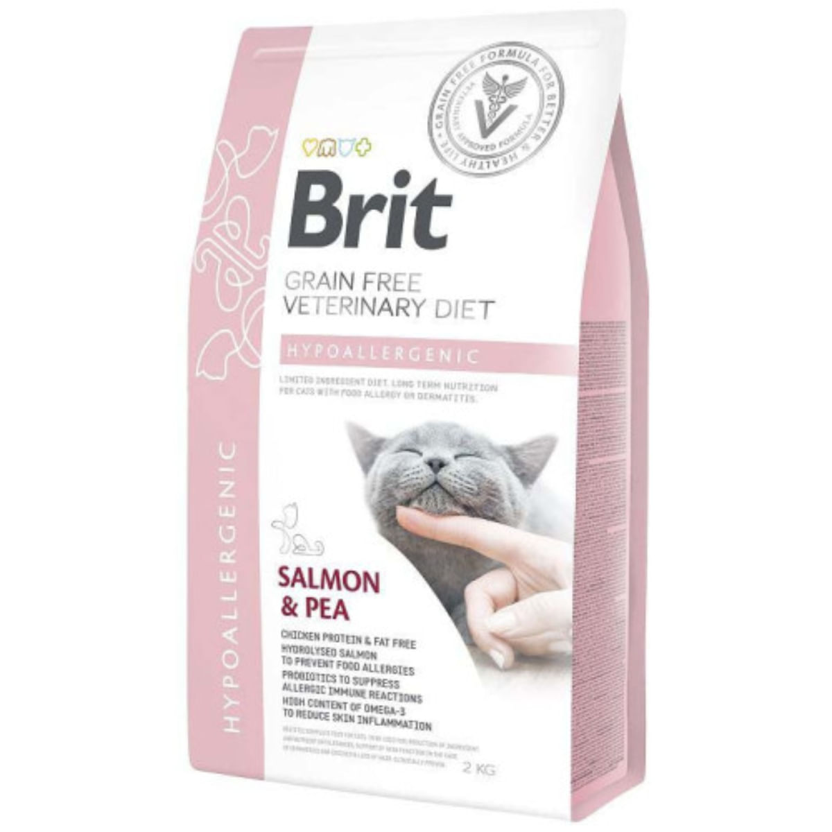 BRIT VD Hypoallergenic, Somon, dietă veterinară, hrană uscată fără cereale pisici, alergii, 2kg - poza 2