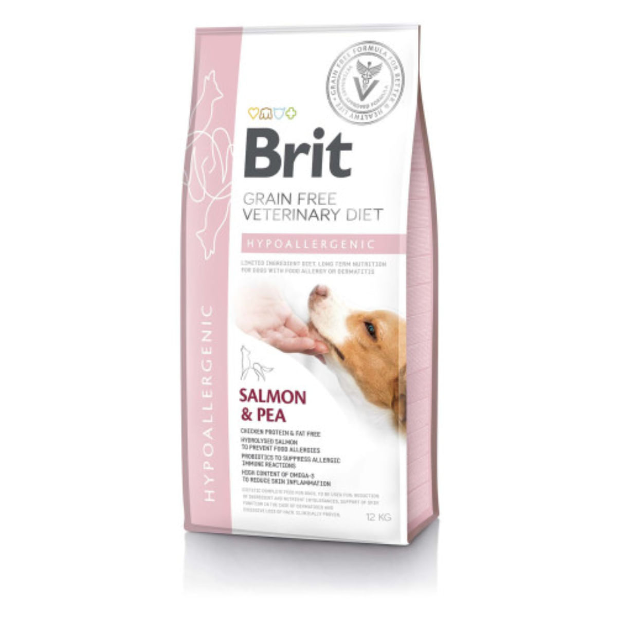 BRIT VD Hypoallergenic, XS-XL, Somon, dietă veterinară, hrană uscată fără cereale câini, alergii, 12kg - poza 1