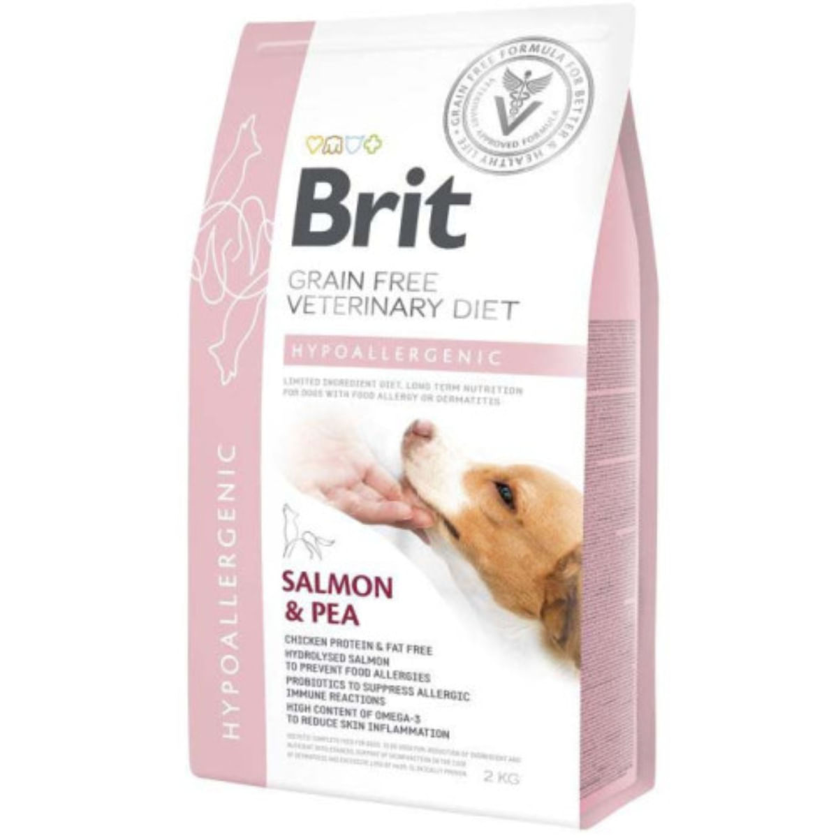BRIT VD Hypoallergenic, XS-XL, Somon, dietă veterinară, hrană uscată fără cereale câini, alergii, 2kg - poza 2