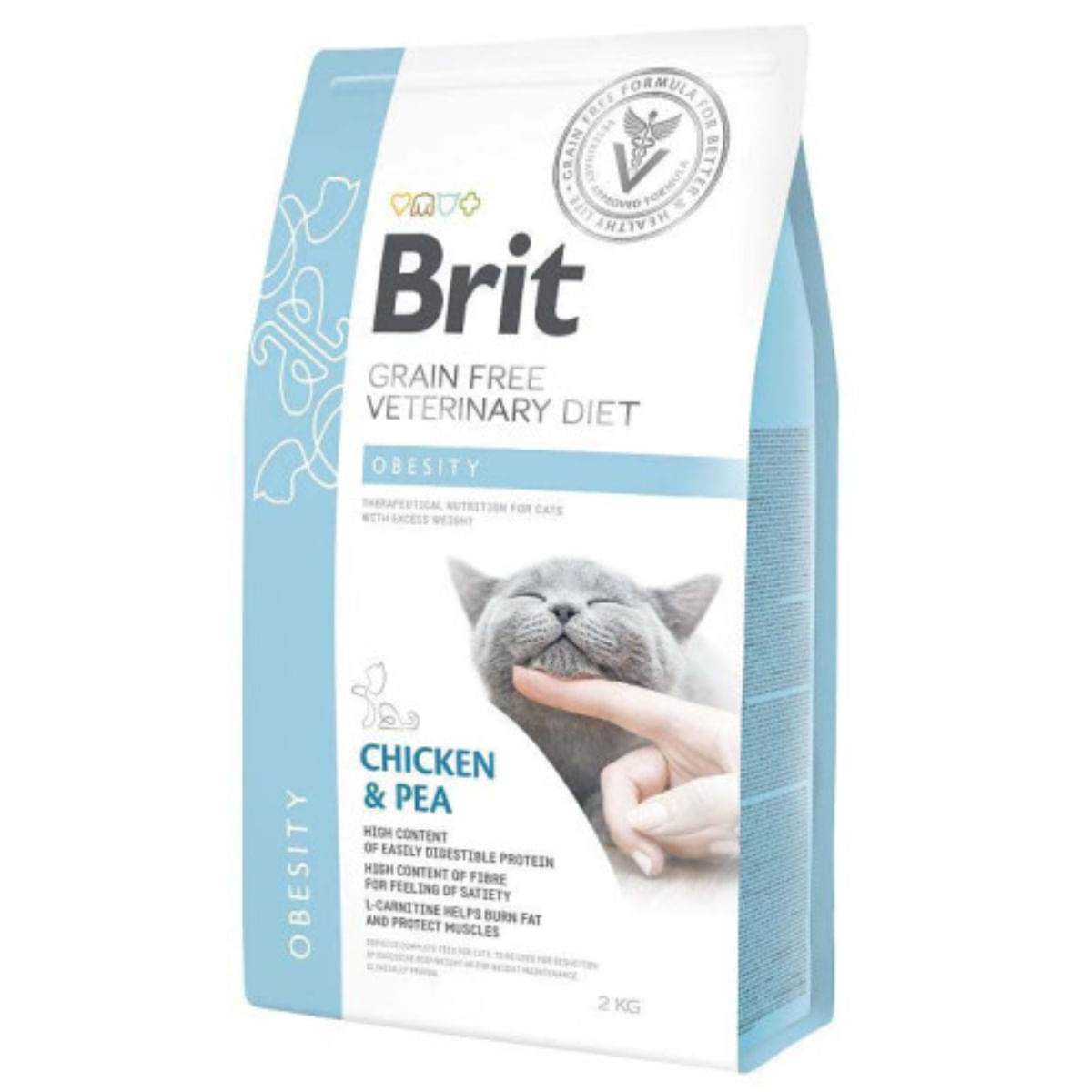 BRIT VD Obesity, Pui, dietă veterinară, hrană uscată fără cereale pisici, obezitate, 400g - poza 2