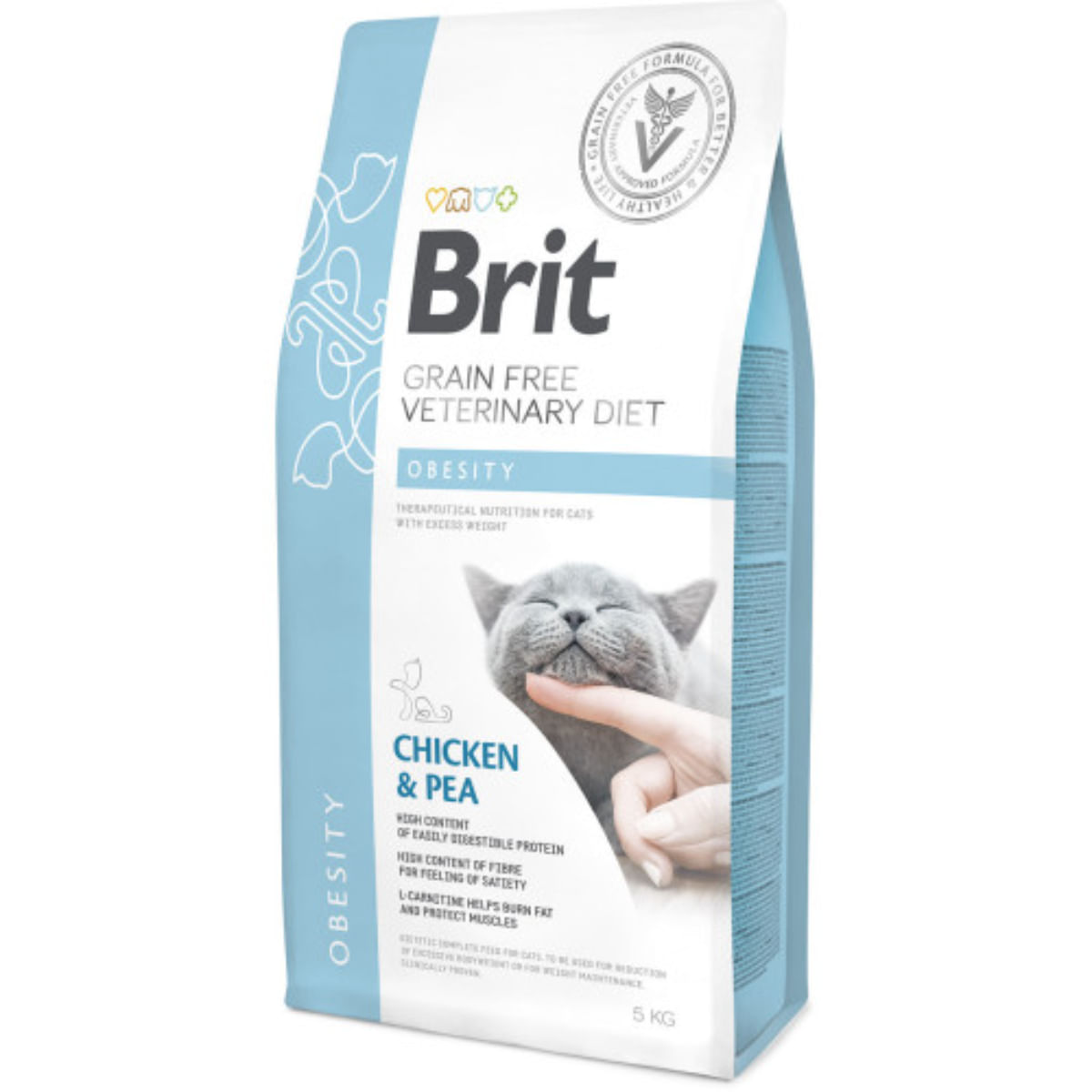 BRIT VD Obesity, Pui, dietă veterinară, hrană uscată fără cereale pisici, obezitate, 5kg - poza 2