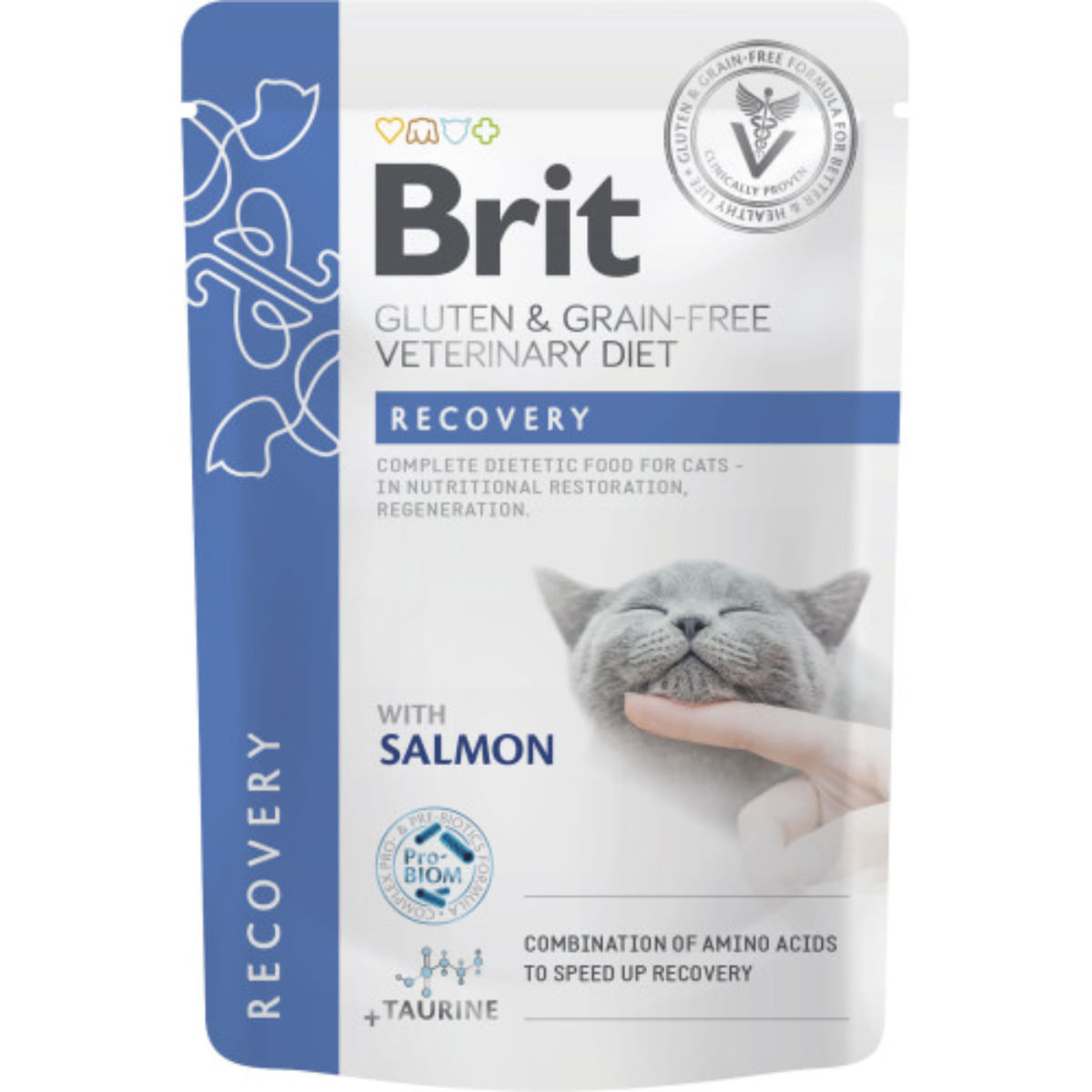 BRIT VD Recovery, Somon, dietă veterinară, plic hrană umedă fără cereale pisici, convalescență, (în sos), 85g - poza 1