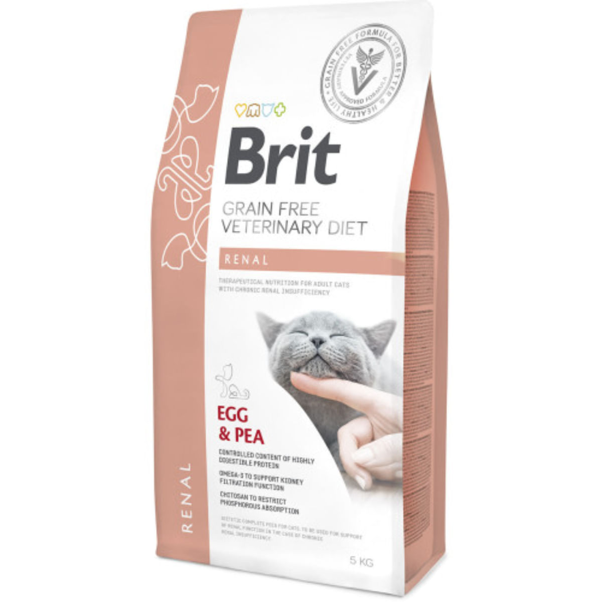 BRIT VD Renal, Ou, dietă veterinară, hrană uscată fără cereale pisici, sistem renal, 5kg - poza 1