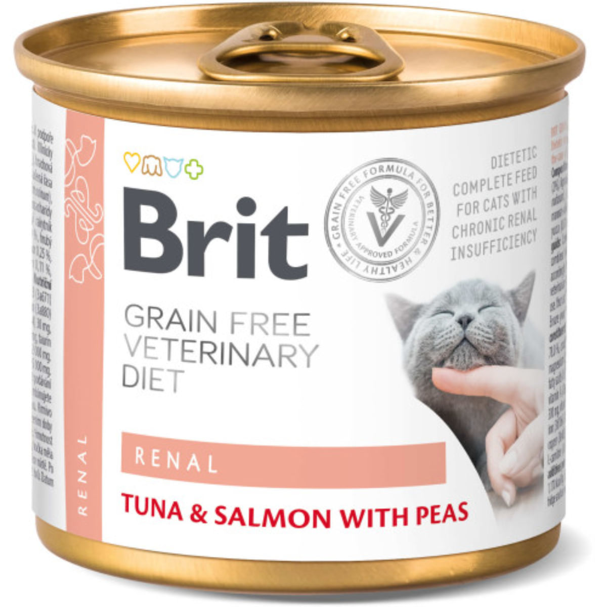BRIT VD Renal, Ton și Somon, dietă veterinară, conservă hrană umedă fără cereale pisici, sistem renal, (în aspic), 200g - poza 2