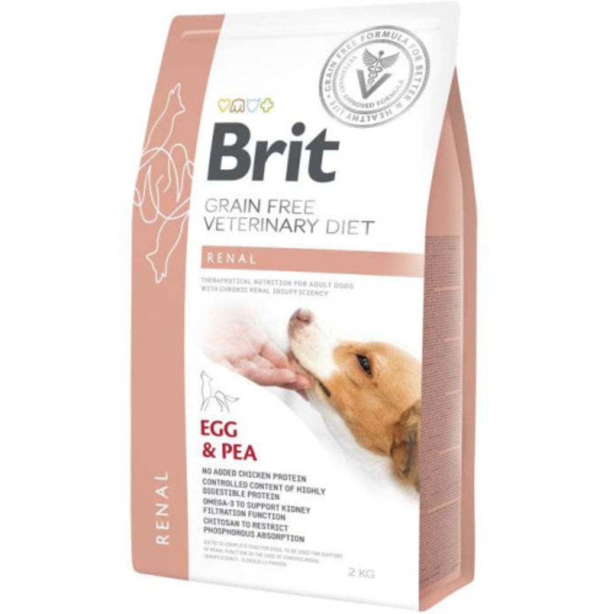 BRIT VD Renal, XS-XL, Ou, dietă veterinară, hrană uscată fără cereale câini, sistem renal, 2kg - poza 2