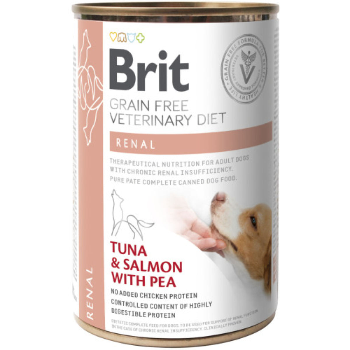 BRIT VD Renal, XS-XL, Ton și Somon, dietă veterinară, conservă hrană umedă fără cereale câini, sistem renal, (în aspic), 400g - poza 2
