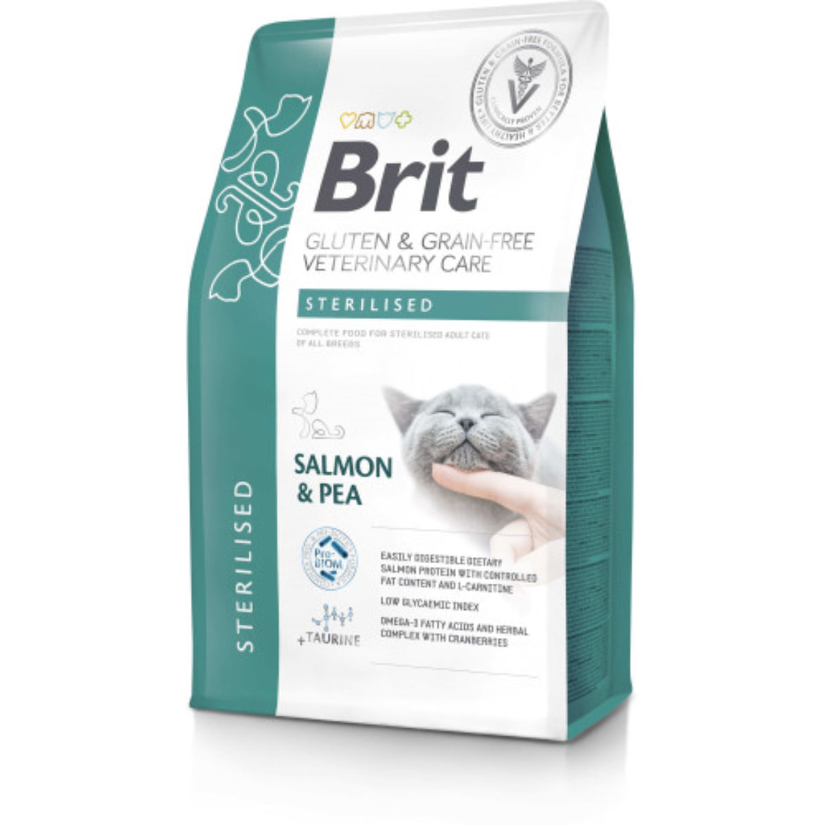 BRIT VD Sterilised, Somon, dietă veterinară, hrană uscată fără cereale pisici sterilizate, 2kg - poza 1