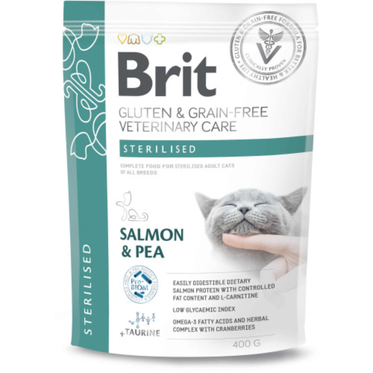 BRIT VD Sterilised, Somon, dietă veterinară, hrană uscată fără cereale pisici sterilizate, 400g - poza 1