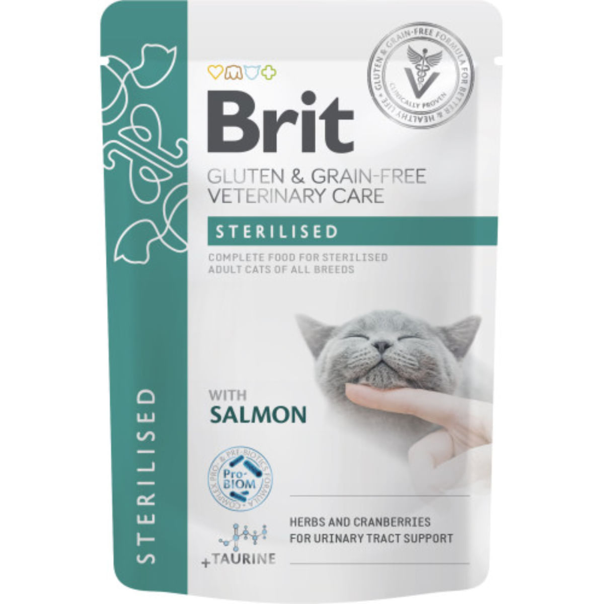 BRIT VD Sterilised, Somon, dietă veterinară, plic hrană umedă fără cereale pisici sterilizate, (în sos), 85g - poza 2