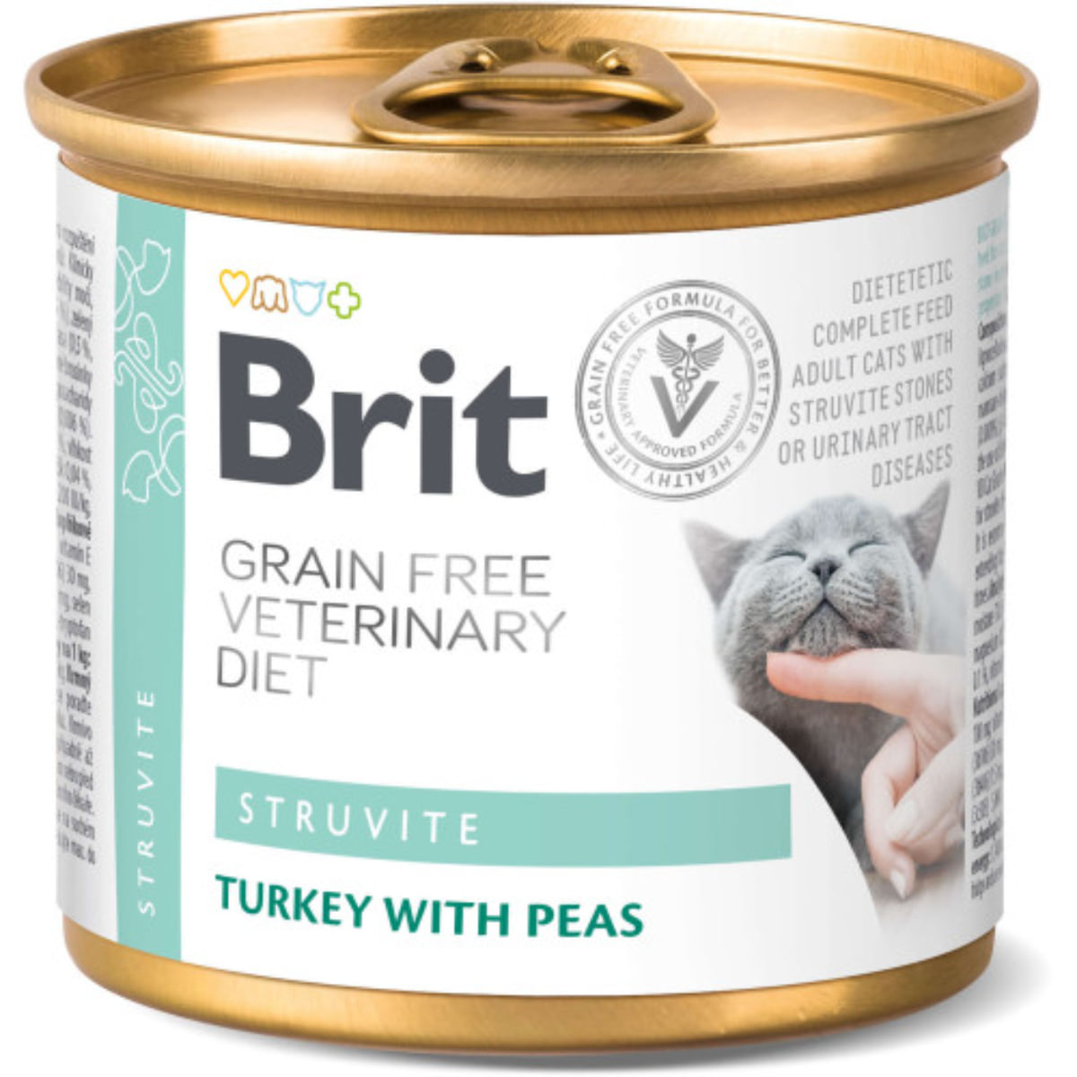 BRIT VD Struvite, Curcan, dietă veterinară, conservă hrană umedă fără cereale pisici, sistem urinar, (în aspic), 200g - poza 1