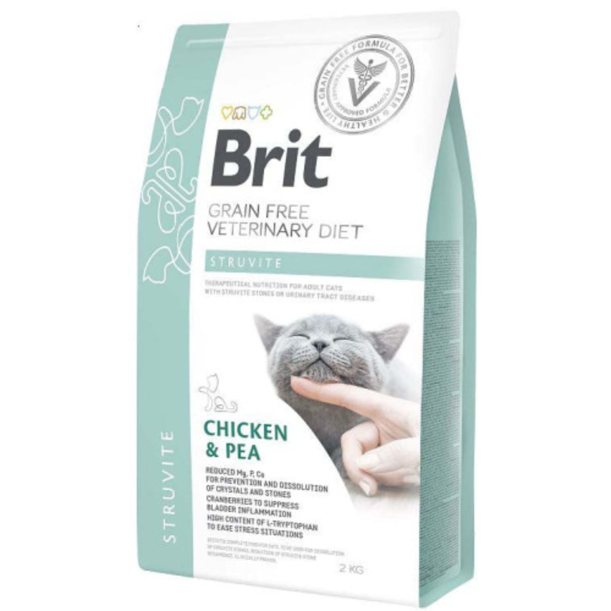 BRIT VD Struvite, Pui, dietă veterinară, hrană uscată fără cereale pisici, sistem urinar, 2kg - poza 1