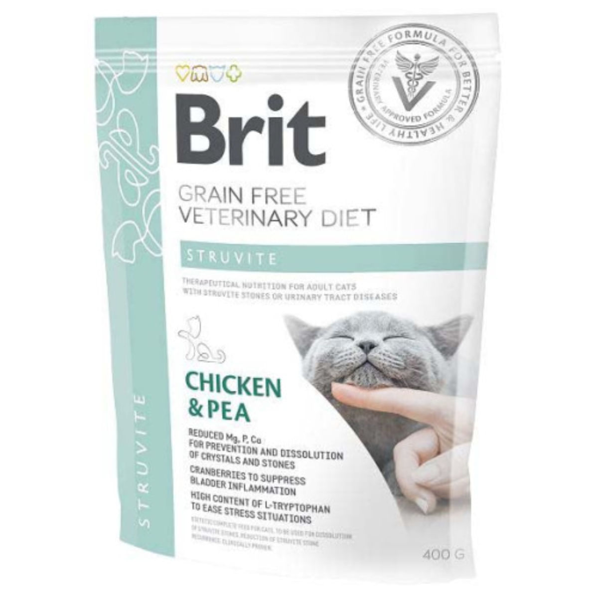 BRIT VD Struvite, Pui, dietă veterinară, hrană uscată fără cereale pisici, sistem urinar, 400g - poza 2