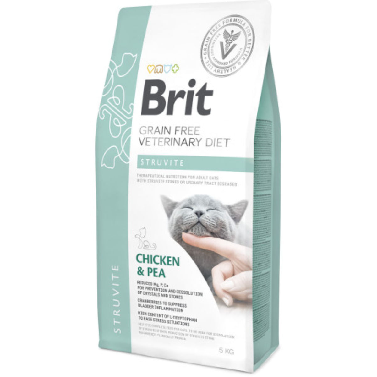 BRIT VD Struvite, Pui, dietă veterinară, hrană uscată fără cereale pisici, sistem urinar, 5kg - poza 2