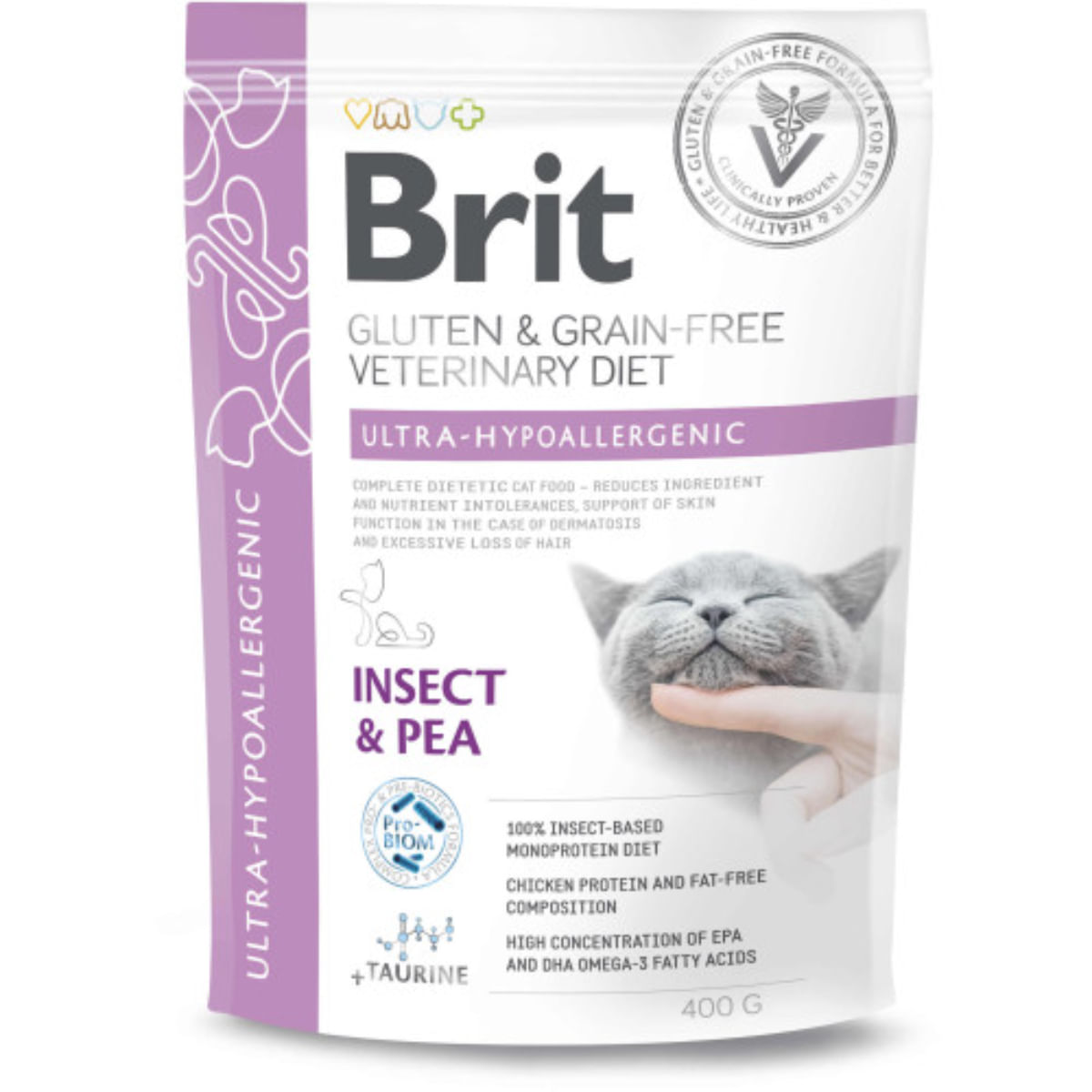 BRIT VD Ultra Hypoallergenic, Insecte, dietă veterinară, hrană uscată fără cereale pisici, alergii, 400g - poza 2