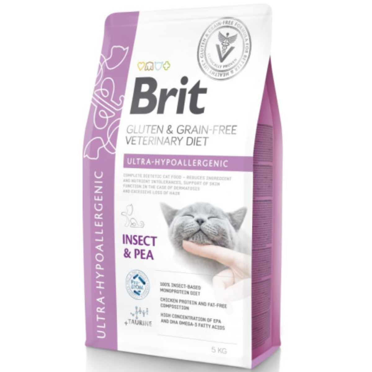 BRIT VD Ultra Hypoallergenic, Insecte, dietă veterinară, hrană uscată fără cereale pisici, alergii, 5kg - poza 2