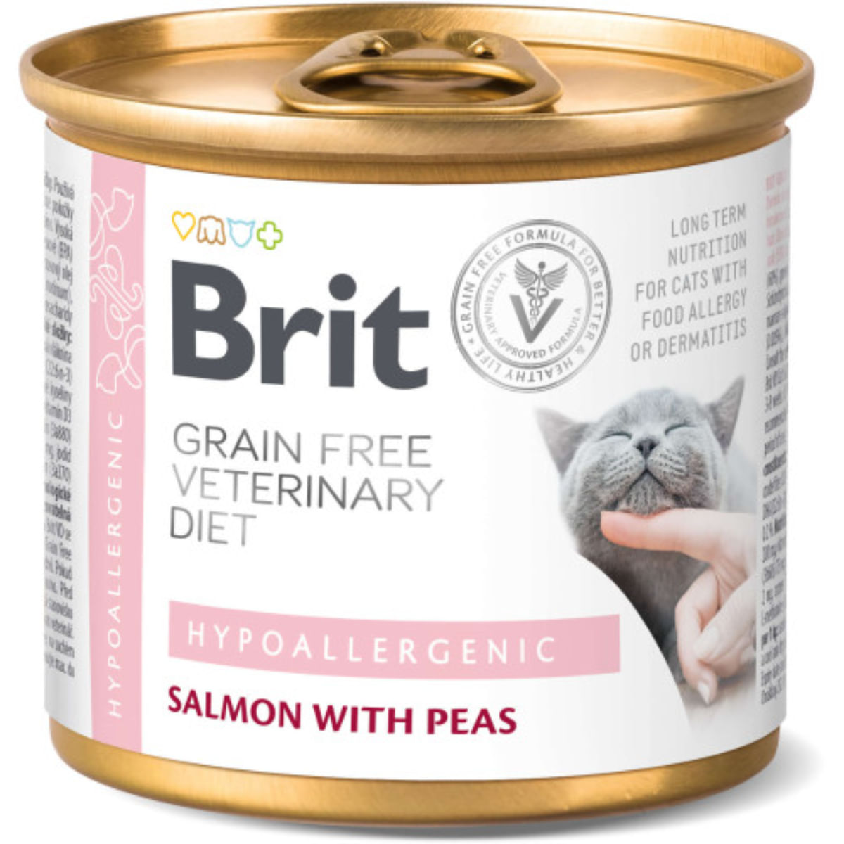BRIT VD Ultra Hypoallergenic, Somon, dietă veterinară, conservă hrană umedă fără cereale pisici, alergii, (în aspic), 200g - poza 1