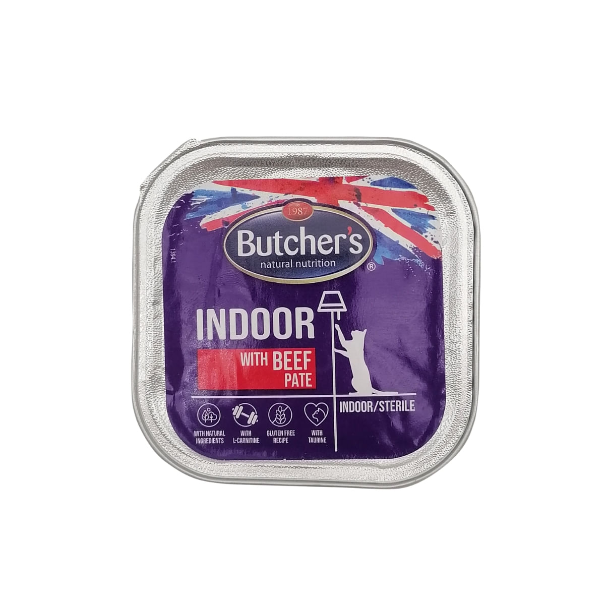 BUTCHER'S Functional Indoor, Vită, tăviță hrană umedă fără cereale pisici sterilizate, (pate), 100g - poza 1