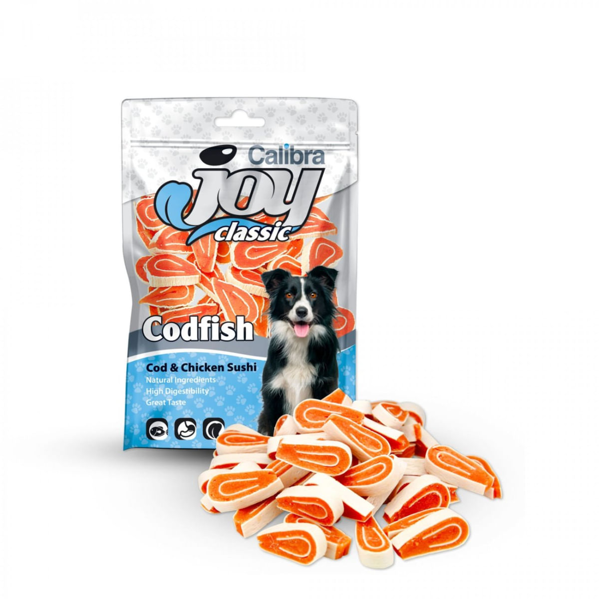 CALIBRA Joy Classic Sushi, XS-XL, Cod și Pui, punguță recompense câini, 80g - poza 1
