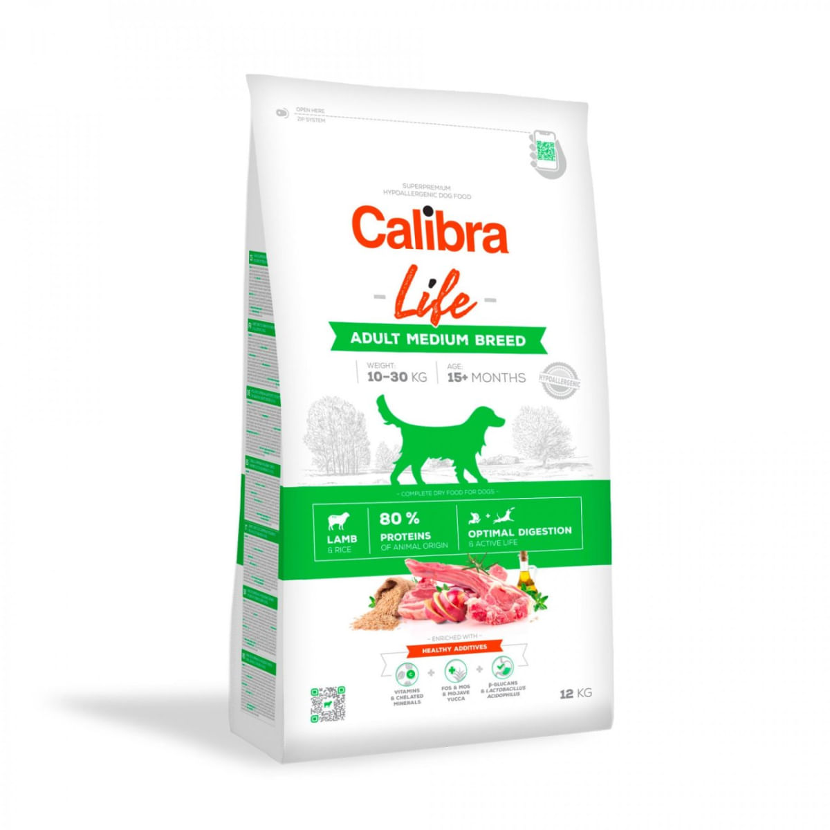 CALIBRA Life Adult Medium Breed, M, Miel, hrană uscată conținut redus cereale câini, 12kg - poza 2