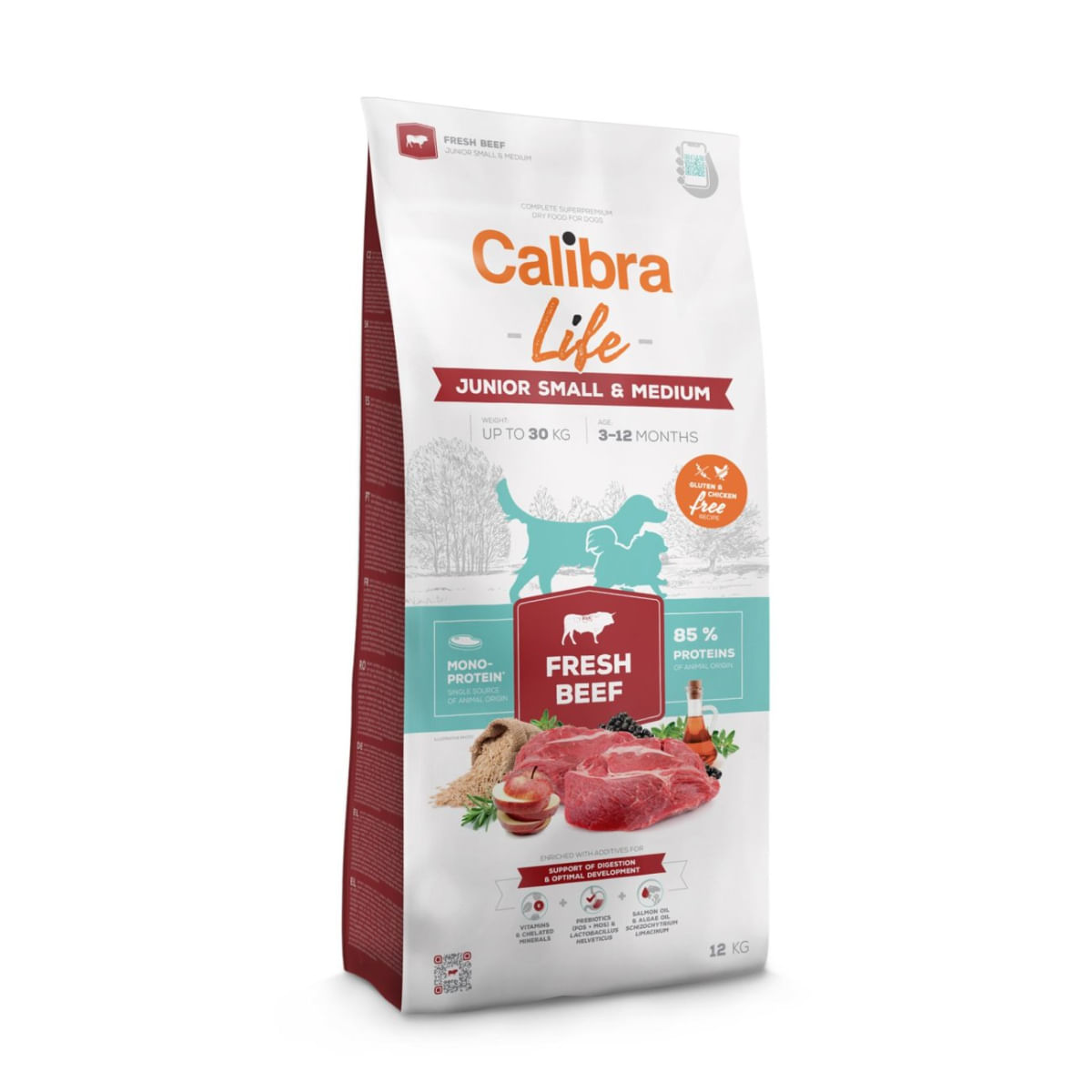 CALIBRA Life Junior Small & Medium Fresh Beef, XS-S, Vită, hrană uscată monoproteică câini junior, 12kg - poza 2