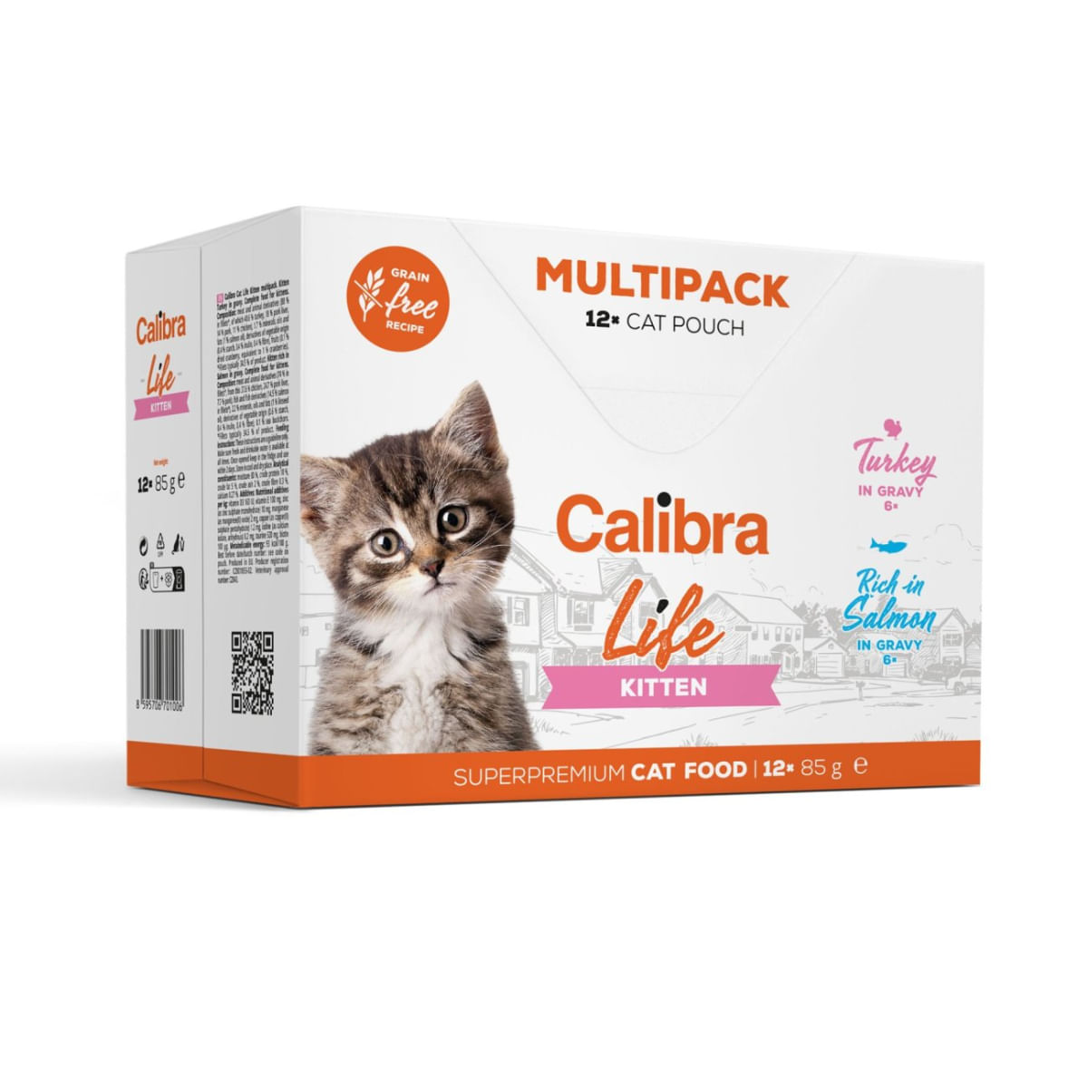 CALIBRA Life Kitten Multipack, Curcan și Somon, plic hrană umedă fără cereale pisici junior, (în sos), multipack, 85g x 12buc - poza 1