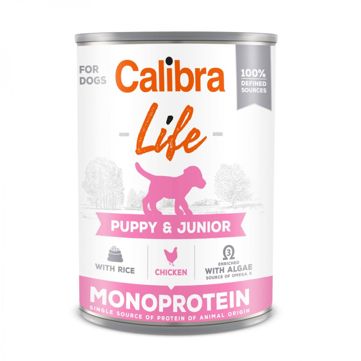CALIBRA Life Puppy&Junior, XS-XL, Pui și Orez, conservă hrană umedă monoproteică câini junior, (pate), 400g - poza 3