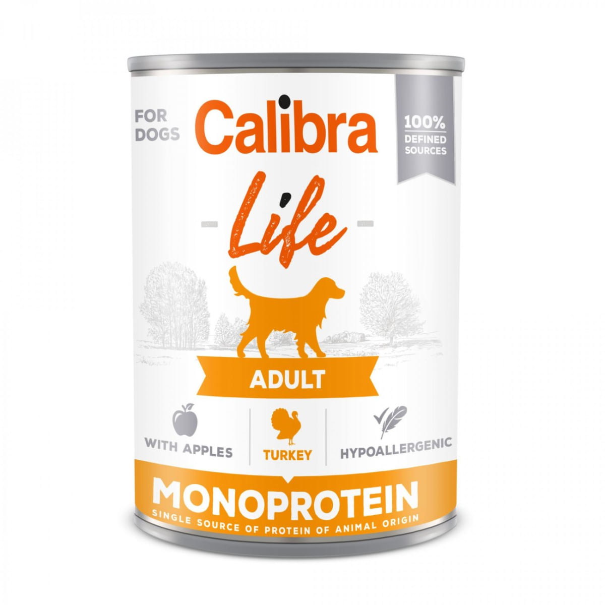 CALIBRA Life, XS-XL, Curcan și Mere, conservă hrană umedă monoproteică fără cereale câini, (pate), 400g - poza 1