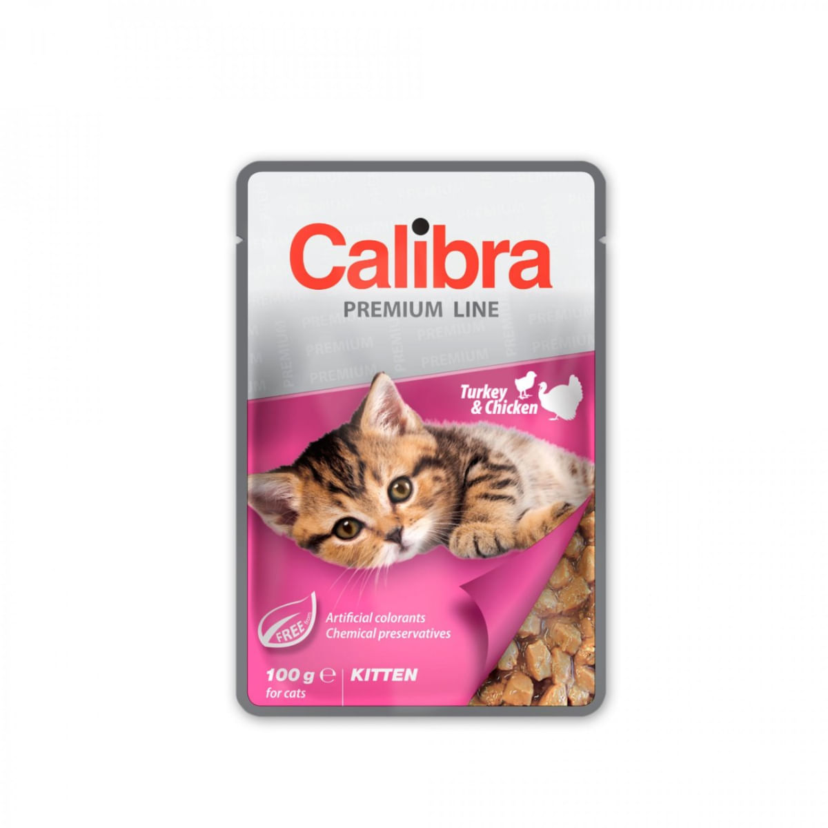 CALIBRA Premium Line Kitten, Curcan și Pui, plic hrană umedă pisici junior, (în suc propriu), 100g - poza 1