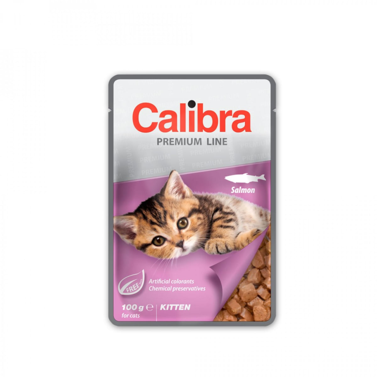 CALIBRA Premium Line Kitten, Somon, plic hrană umedă pisici junior, (în suc propriu), bax, 100g x 24buc