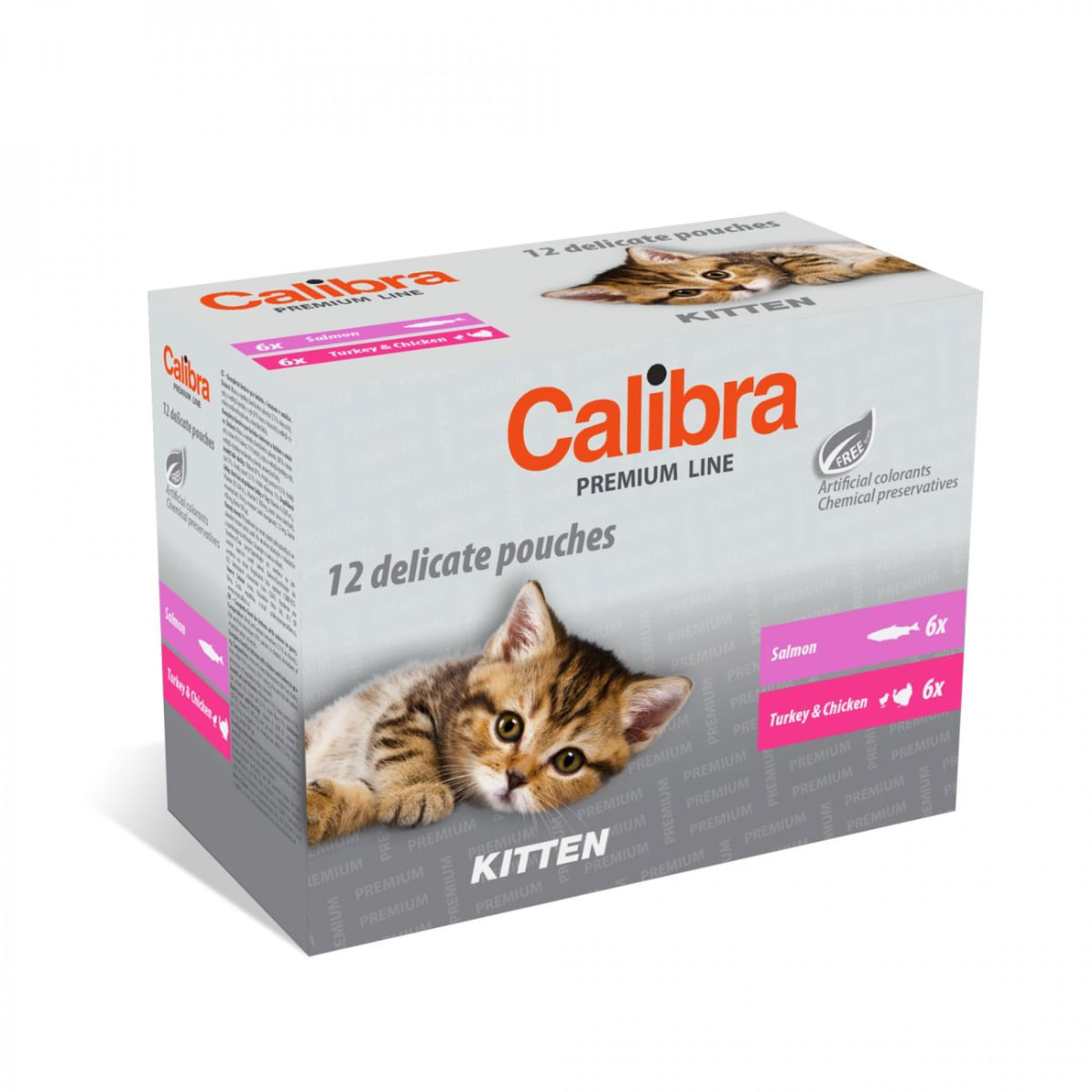 CALIBRA Premium Line Kitten , Somon și Curcan, plic hrană umedă pisici junior, (în sos), multipack, 100g x 12buc - poza 1