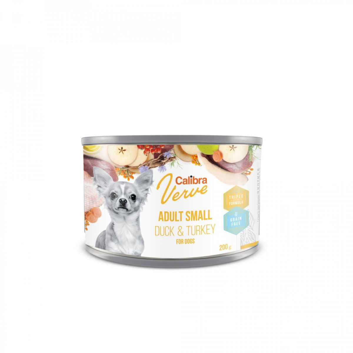 CALIBRA Verve GF Adult Small Breed, XS-S, Rață și Curcan, conservă hrană umedă fără cereale câini, (pate), 200g - poza 1