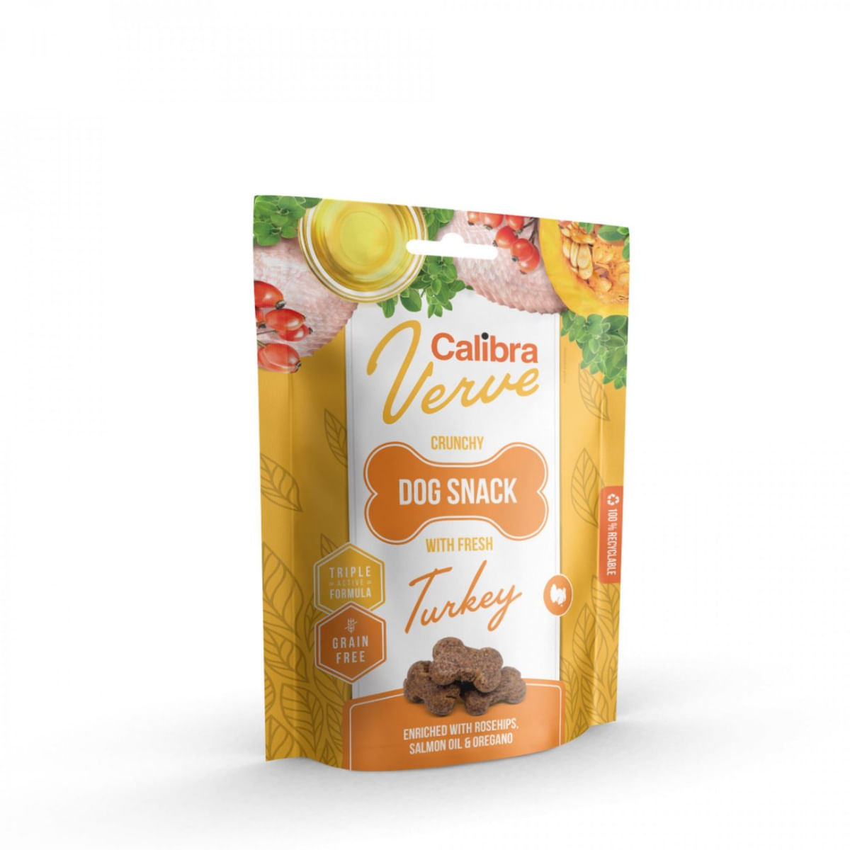 CALIBRA Verve GF Crunchy Snack, XS-XL, Curcan, punguță recompense fără cereale câini, 150g - poza 2