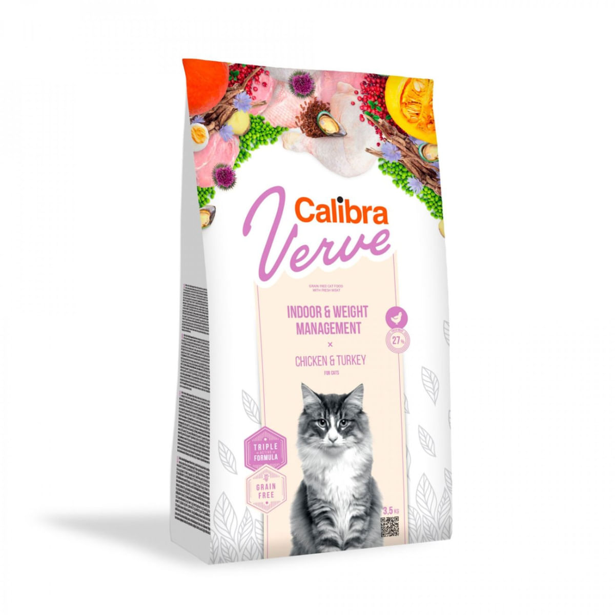 CALIBRA Verve GF Indoor & Weight, Pui și Curcan, hrană uscată fără cereale pisici, obezitate, 3.5kg - poza 1