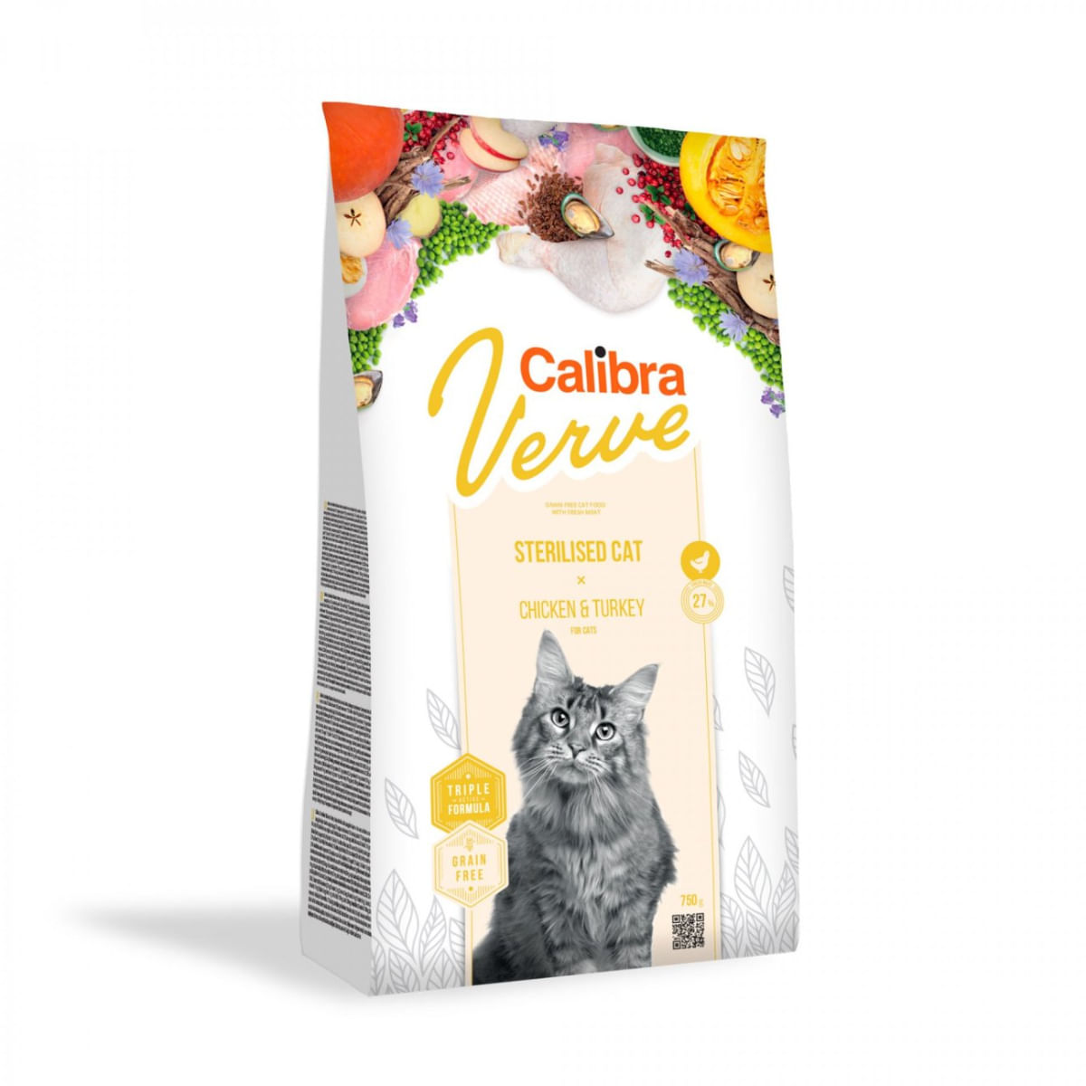 CALIBRA Verve GF Sterilised, Pui și Curcan, hrană uscată fără cereale pisici sterilizate, 750g