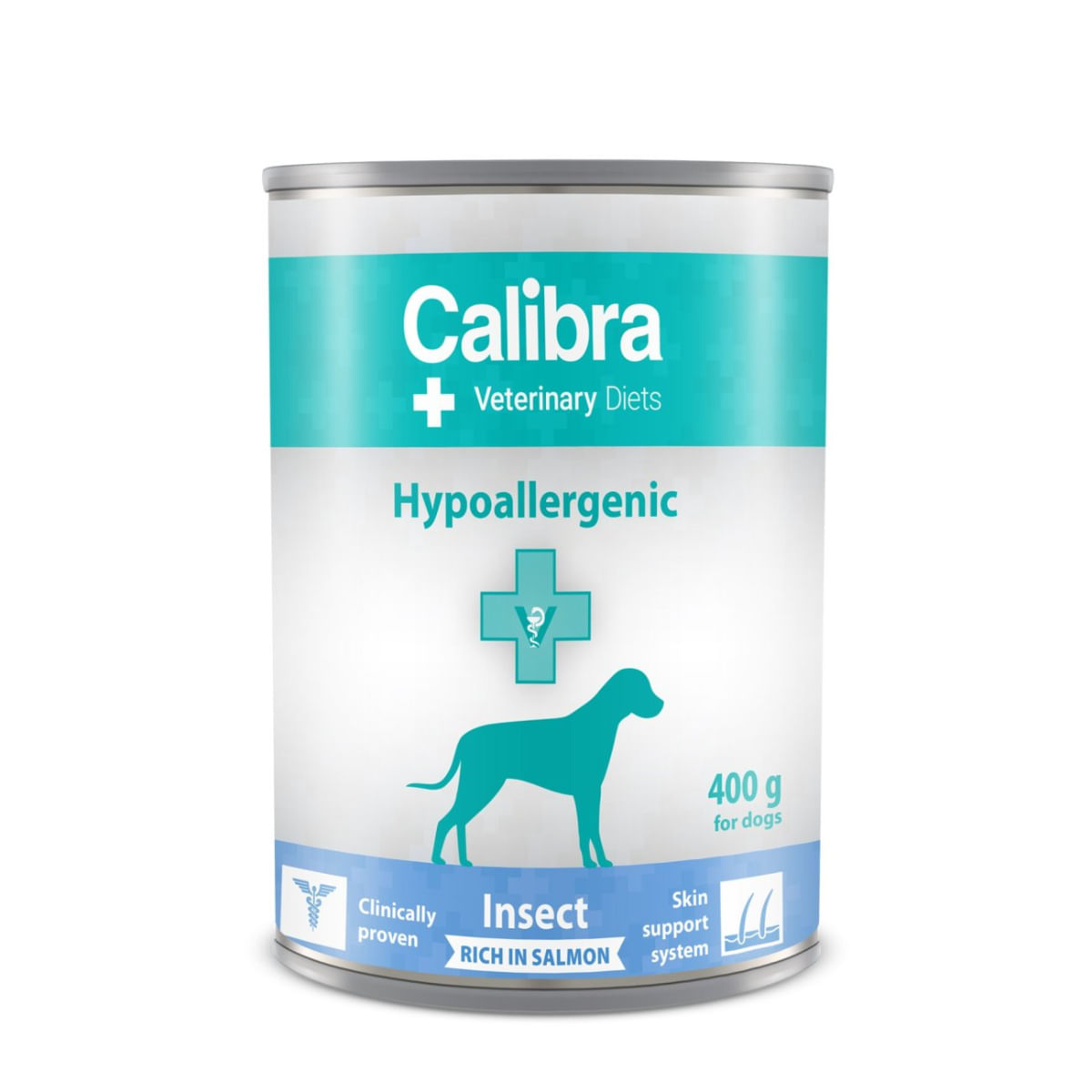 CALIBRA Veterinary Diets Hypoallergenic Insect & Salmon, XS-XL, Insecte și Somon, dietă veterinară, conservă hrană umedă câini, alergii, (pate), 400g - poza 2