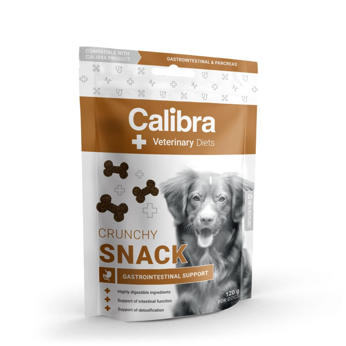 CALIBRA Veterinary Diets Snack Gastrointestinal, XS-XL, Somon, punguță recompense funcționale câini, sistem digestiv, 120g - poza 1