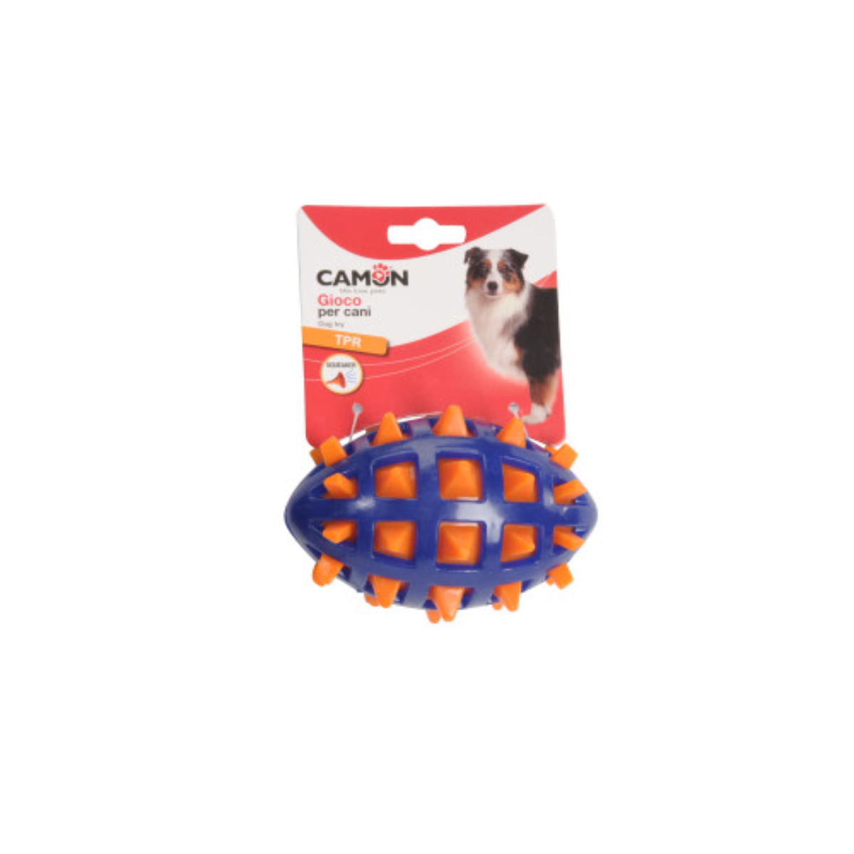CAMON, jucărie de ros câini, cu sunet, dentiție, cauciuc CAMON, jucărie de ros câini XS-M, cu sunet, dentiție, cauciuc, albastru și portocaliu, 13cm, 1buc - poza 2