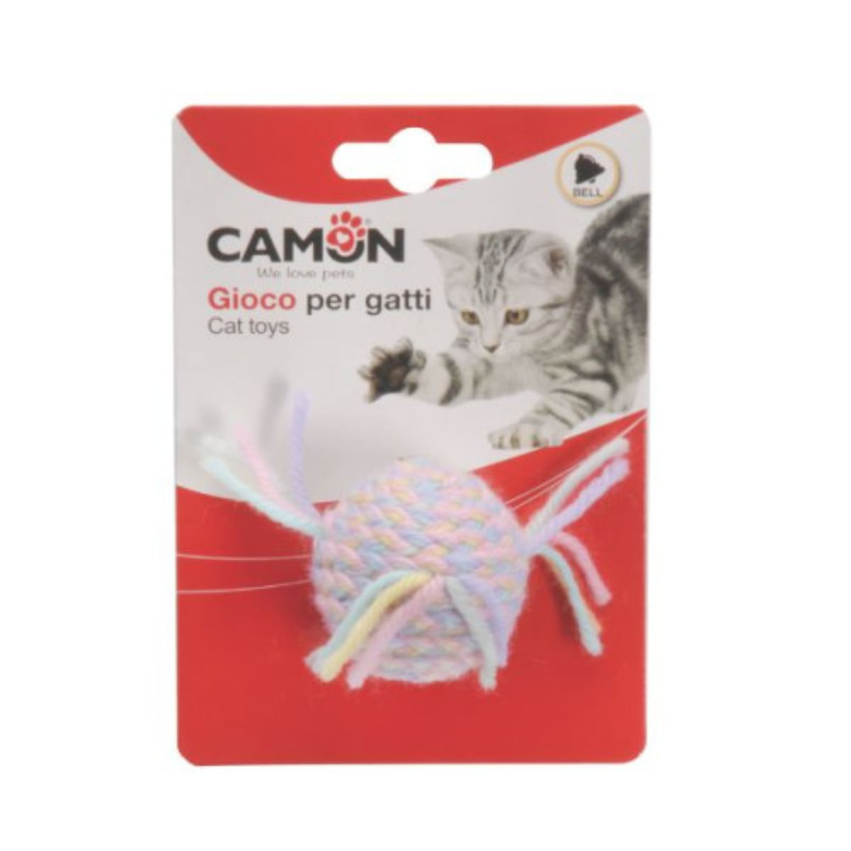 CAMON, jucărie minge pisici, cu sunet, textil, multicolor, 1buc - poza 2