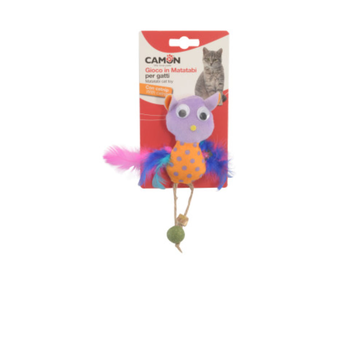 CAMON Matabi Bufnita, jucărie stimulare pândă pisici, catnip, textil, multicolor, 10cm, 1buc - poza 1