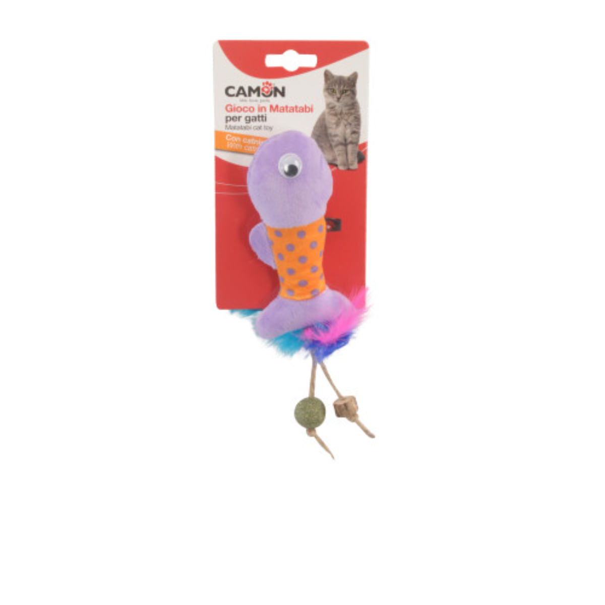 CAMON Matabi Pestisor, jucărie stimulare pândă pisici, catnip, textil, multicolor, 12cm, 1buc - poza 1